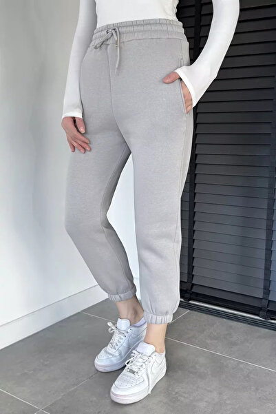 TOZLU Women's Elastic Cuffed Three-Thread Sweatpants