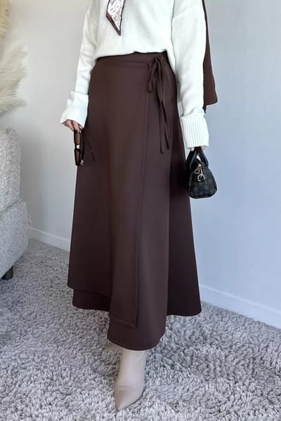 TOZLU Kiloş Scuba Hijab Skirt with Waist Tie Detail