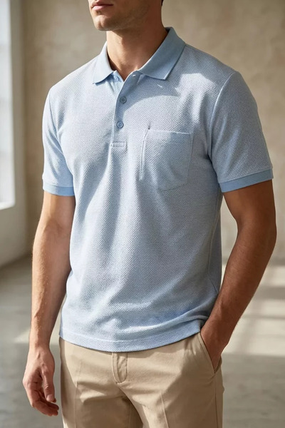 TOZLU Polo Collar T-Shirt with Front Button Pockets