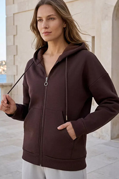 TOZLU Gülseli Women's Three-Thread Shaded Hooded Sweatshirt