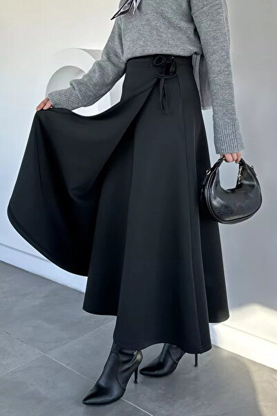 TOZLU Kiloş Scuba Hijab Skirt with Waist Tie Detail