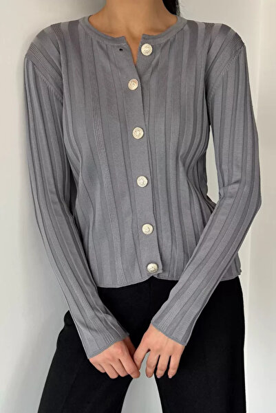 TOZLU Women's Button Detailed Knitwear Cardigan (Fits M-L-Xl)