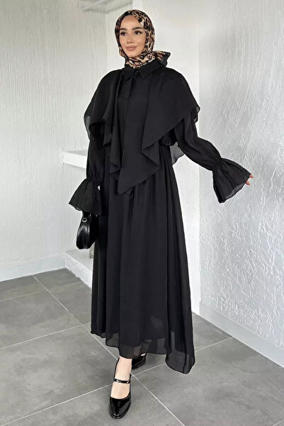 TOZLU Lined Cape Blouse Skirt Hijab Double Set