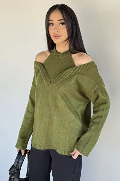 TOZLU Gülseli Halter Neck Women's Knitwear Blouse