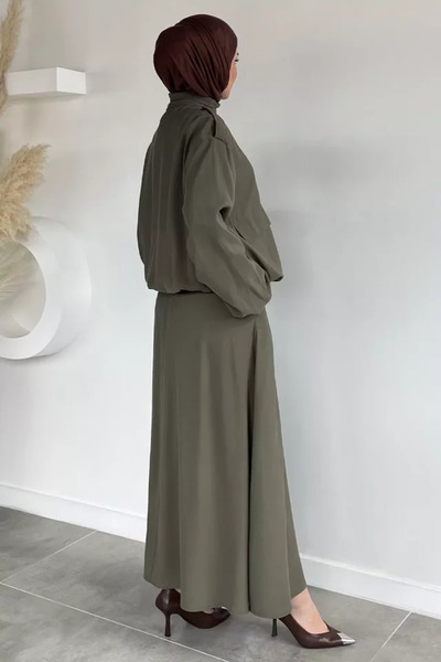 TOZLU Gülseli Lined Jacket Skirt Hijab Double Set