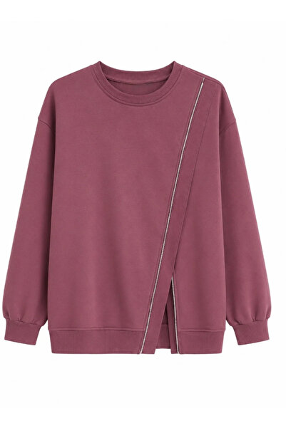 secret of VALORIA Nizzell Çapraz Fermuarlı Tunik Boy Uzun Oversize Sweatshirt...