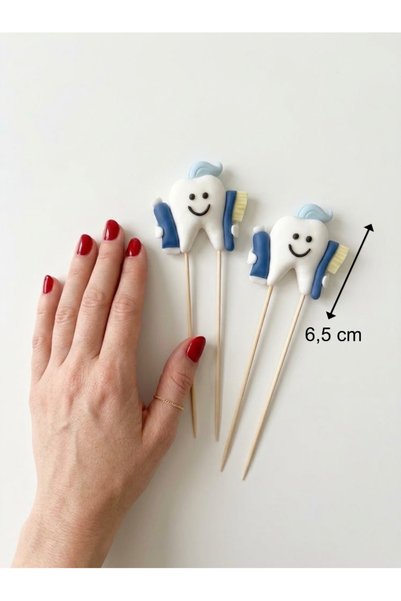 Ca.Gi Handmade My First Tooth Cake Topper, Tooth Wheat Party Cake Decoration / Pink Color - 1 Piece