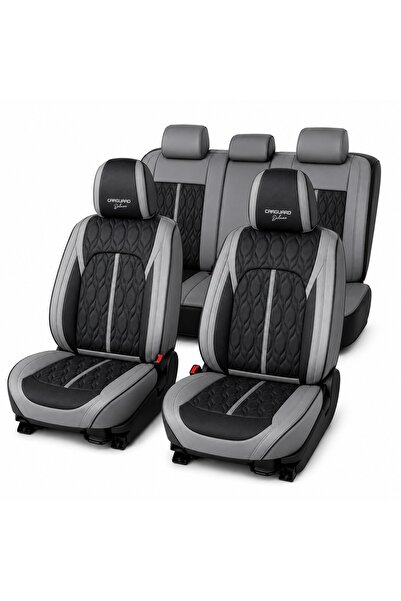 CarGuard Huse auto premium 5 locuri Deluxe piele ecologică perforată - gri - ...