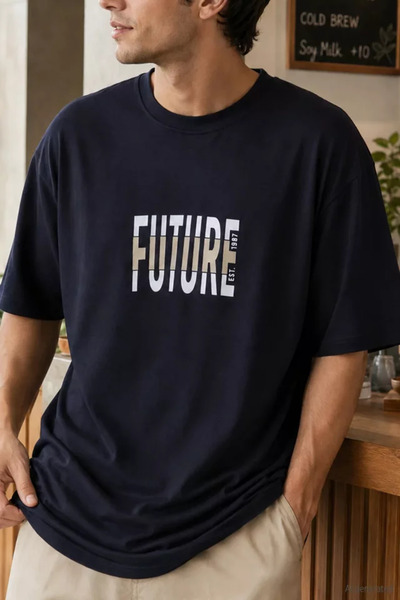 TOZLU Men's Crew Neck Front Printed T-Shirt
