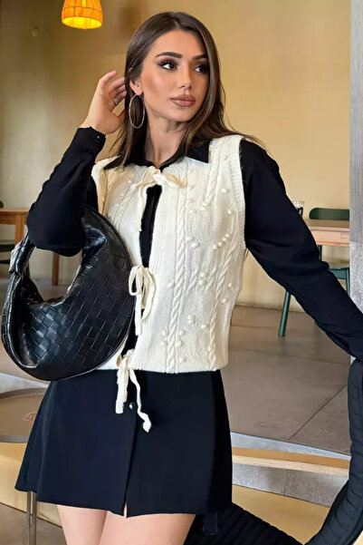 TOZLU Vestă tricotată cu model, cu legături, pentru femei