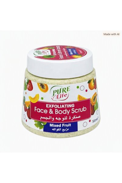 purelite بيور لايف صنفره للوجه والجسم مزيج الفواكه-500جرام