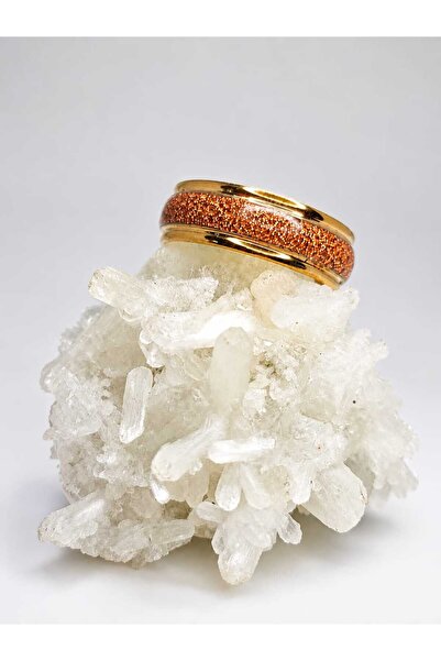 DM ONLINE Red Gold Sparkle Detail Epoxy Design Ring Size 25