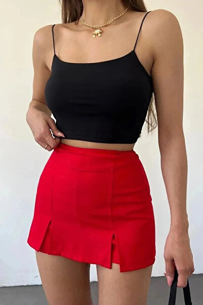 GRİLAND Kadın Siyah Günlük Spor Şık Yazlık-Kışlık Kurtarıcı Likralı İp Askılı Astarlı Pamuklu Crop Top Atlet