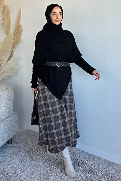 TOZLU High-Necked Hijab Knitwear Poncho