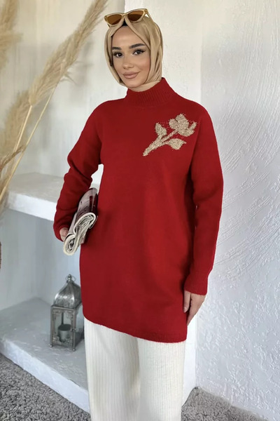 TOZLU Gülseli High-Necked Hijab Knitwear Tunic