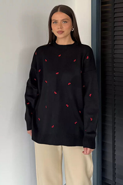 TOZLU Women's Ribbon Embroidered Knitwear Sweater (Available in M-L-Xl)