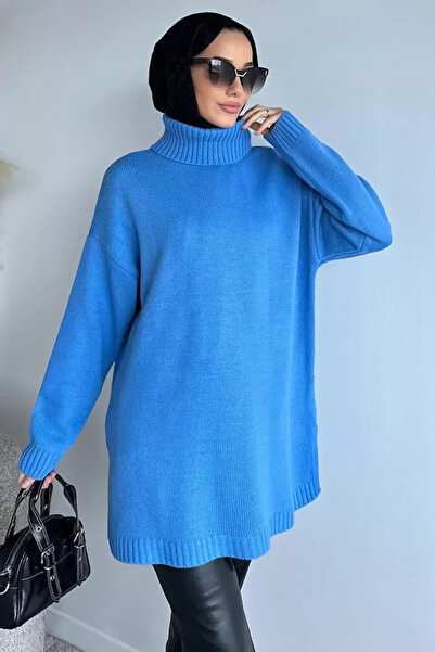 TOZLU Gülseli Turtleneck Slit Hijab Knitwear Tunic