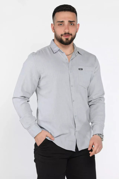 TOZLU Men's Single Pocket Front Snap Long Sleeve Shirt