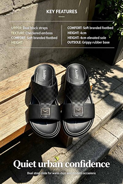 Khatwat Rijal High‑Quality Men Leather Slip‑On Slide Sandals, Arabic Style Ho...
