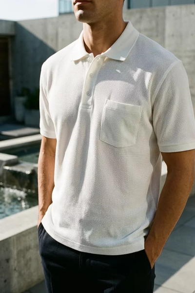 TOZLU Polo Collar T-Shirt with Front Button Pockets