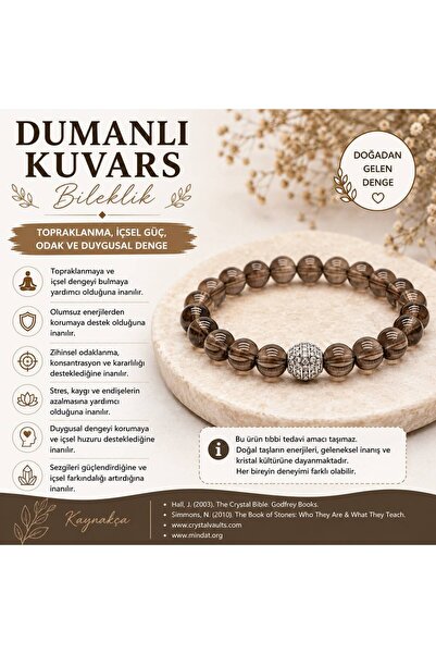 ŞİFAMTAŞ Dumanlı Kuvars Doğal Taş Bileklik