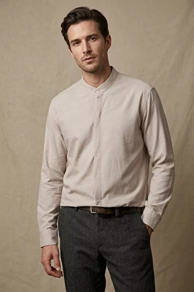 TOZLU Men's Judge Collar Long Sleeve Shirt