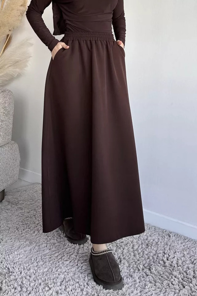 TOZLU Hijab Skirt with Elastic Waist and Pockets
