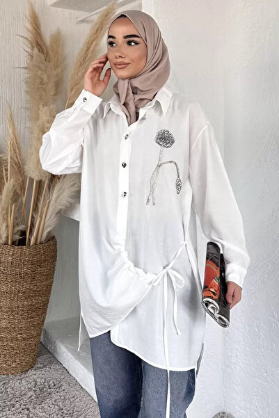 TOZLU Side Tie Stone Embellished Hijab Tunic