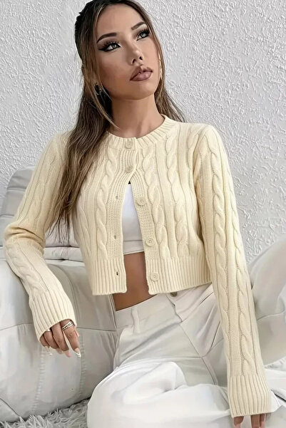 TOZLU Knitted Patterned Women's Knitwear Cardigan (Available in S, M, L)