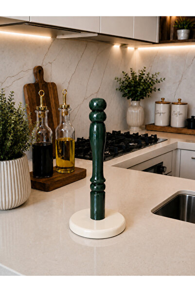 DUDECOR Premium Kalite Kağıt Havluluk Beyaz Yeşil Peçetelik Ahşap Peçetelik L...