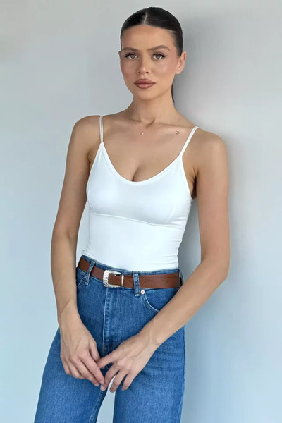 TOZLU Women's V-Neck Rope Strap Bustier