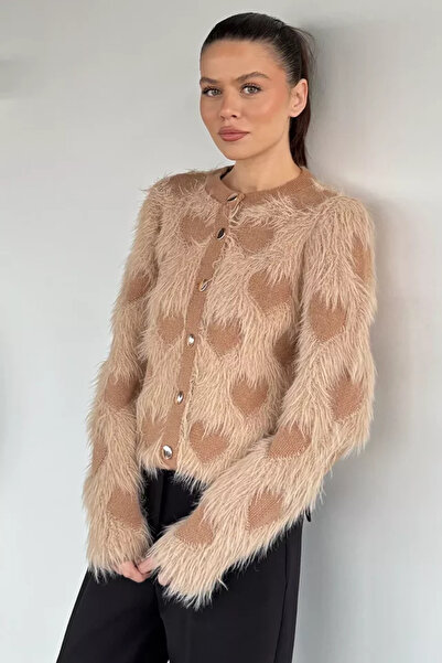 TOZLU Women's Front Buttoned Bearded Knitwear Jacket (Available in S-M-L)