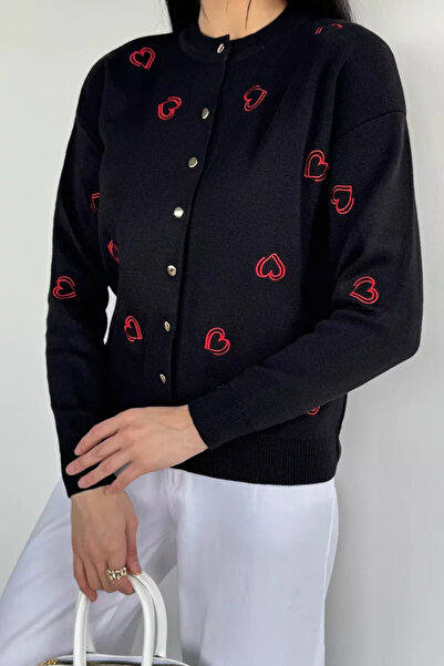 TOZLU Heart Embroidered Women's Knitwear Cardigan (Available in S-M-L)