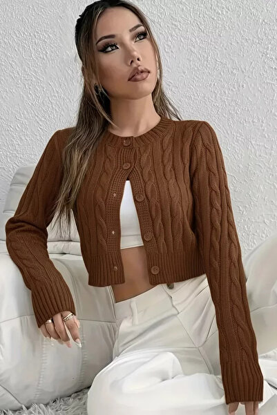 TOZLU Knitted Patterned Women's Knitwear Cardigan (Available in S, M, L)