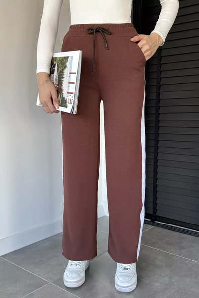 TOZLU Pantaloni de trening Palazzo pentru femei, cu talie înaltă și bandă lat...