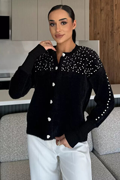 TOZLU Shoulder Stone Embellished Knitwear Jacket (S, M, L, XL Compatible)