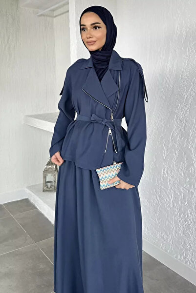 TOZLU Gülseli Elastic Waist Skirt Jacket Hijab Double Set