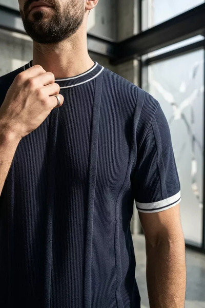 TOZLU Tricou pentru bărbați, cu decolteu tip crew, cu model, din tricotaj