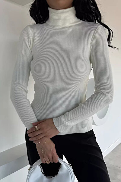 TOZLU Women's Full Turtleneck Lycra Knitwear Blouse (Available in S-M-L Sizes)