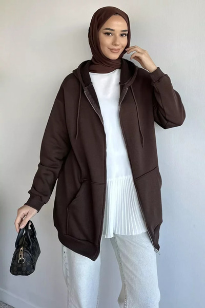 TOZLU Hooded Shawl-Style Hijab Sweatshirt