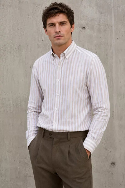 TOZLU Men's Striped Patterned Shirt