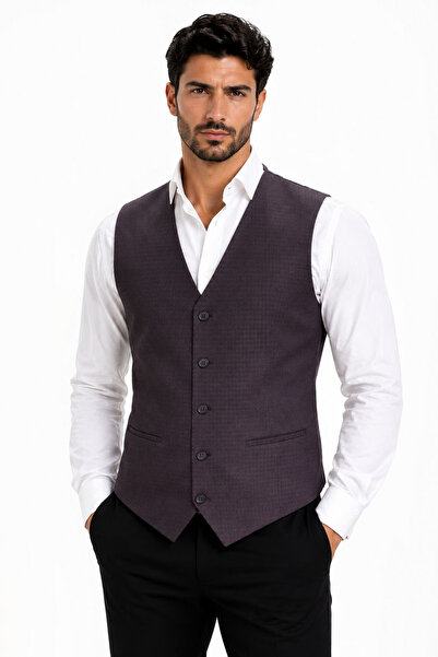 MENTOR REGALO Men's V-Neck Vest with Bordo Pattern 50301
