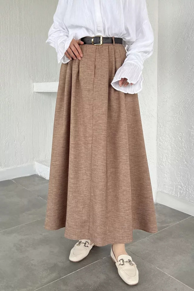 TOZLU Belted Pocketed Hijab Skirt