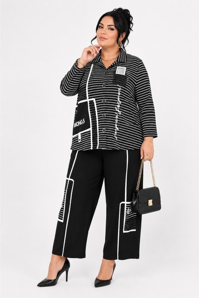 DARKWIN Plus Size Oversized Striped Shirt with Collar and Buttons, Stylish Wo...