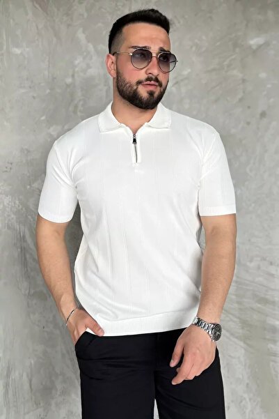 TOZLU Men's Crew Neck Half Zip Knitwear T-Shirt