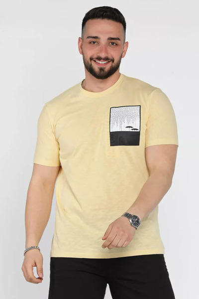 TOZLU Tricou pentru bărbați cu imprimeu și guler tip crewneck