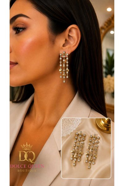 DOLCE QUEEN أقراط نسائية من الفولاذ المقاوم للصدأ 316L مرصعة بحجر الزركون بال...