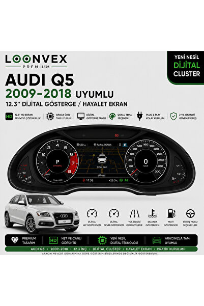 LOONVEX Premium Audi Q5 2009-2018 12.3” Dijital Gösterge – Hayalet Ekran