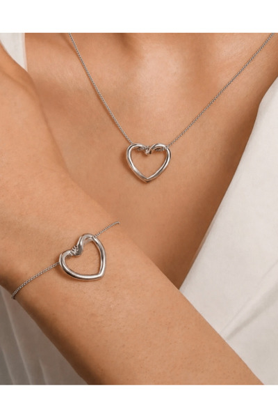 Mega Bazaar Heart Motif Necklace and Bracelet Combination