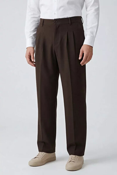 TOZLU Men's Baggy Fabric Trousers with Elastic Waist